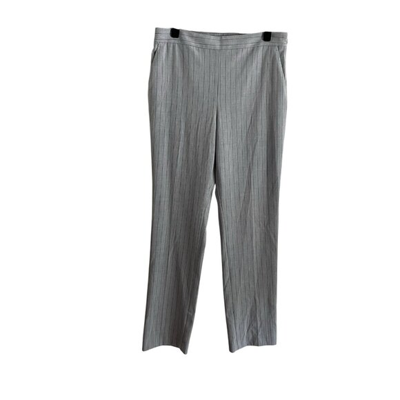 Ann Taylor Women 6 Gray Striped High Rise Bi-Stretch The Side Zip Straight Pant - Picture 2 of 10